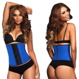 Blue 4 Steel Bones Latex Under Bust Corset