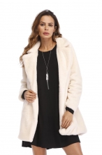 White Long Sleeve Fluffy Fur Coat