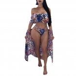 Blue Printed Bandage Sexy Beach Wear