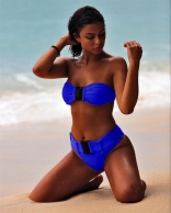 Blue Eye-splice High Waist Swimwear