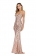 Beige Halter Backless Sequins V-Neck Elegent Evening Dress