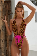 Brown Halter Sexy One-Piece Swimwear