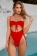 Red Sleeveless Halter One-Piece Swimwear