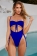 Blue Sleeveless Halter One-Piece Swimwear