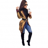 Yellow Long Sleeve Women Printed Coat