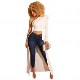 White Long Sleeve Women Fashion Skirt Coat