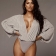 Gray Long Sleeve Chiffion V-Neck Sexy Romper Dress Top