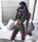 Green Halter LOVE Sexy Swimwear