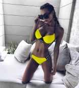 Yellow Halter LOVE Sexy Swimwear