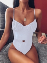 White Halter Sexy One-Piece Swimsuit