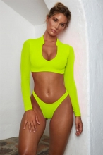 Green Long Sleeve Mesh Sexy Tankinis