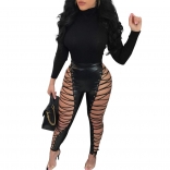 Black Bandage Lace-up Sexy Leggings