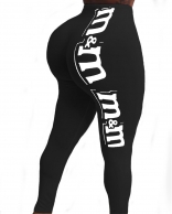 Black Printed Bodycons Sports Leggings