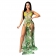 Green Halter Sleeveless Mesh Printed Slited Maxi Dress