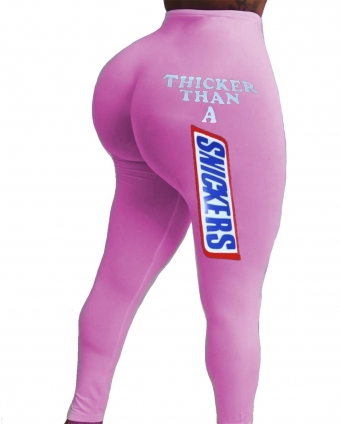 Pink Bodycons Sexy Printed Pants