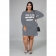 Grey Long Sleeve Printed Women Plus Size Mini Dress