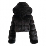 Black Long Sleeve Fashion Women Short Fur Coat