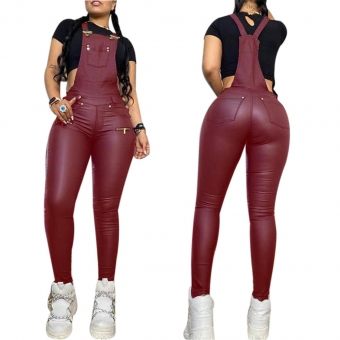 Red Sleeveless Halter Women Sexy Jumpsuit Dress