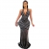 Black Deep V-Neck Sleeveless Rainstones Evening Long Dress