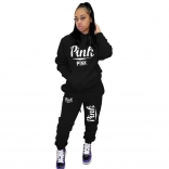 Black Long Sleeve Printed PINK Women Fashion Sports Dress