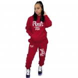 Red Long Sleeve Printed PINK Women Fashion Sports Dress