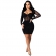 Black Long Sleeve Mesh Rainstones Bodycons Mini Dress