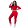 Red Long Sleeve O-Neck 2PCS Women Bodycons Sexy Jumpsuit