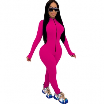RoseRed Long Sleeve Zipper Bodycons Women Jumpsuit