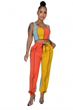 Orange Halter Boat-Neck 2PCS Women Fashion Jumpsuit