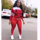 Red Long Sleeve Printed 2PCS Women Sports Dress