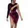 Red One-Sleeve Mesh Feather Women Sexy Night Club Dress