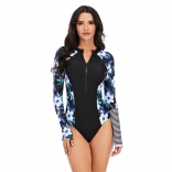 Black Printed Fashion Sexy Surfing Swimming One-Pieces