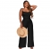 Black Sleeveless Back Hollow-out Halter Women Jumpsuit
