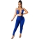 Blue Sleeveless Halter V-Neck Lace-up Women Sexy Jumpsuit