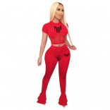 Red Short Sleeve Mesh Tops Women Jumpsuit Sports Dress