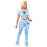 LightBlue Short Sleeve Mesh Tops Women Jumpsuit Sports Dress