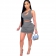 Grey Sleeveless Halter Pleating 2PCS Women Sexy Bodycon Dres