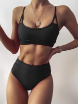 Black Halter Women Sexy High-Waist Swimwear