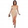 Beige Off-Shoulder Women Rainstones Bodycons Midi Dress