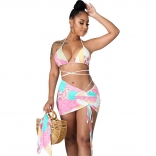 Pink Printed Women Sexy Beach Bikini Sets