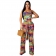 Red Sleveeless Boat-Neck Printed Women Jumpsuit
