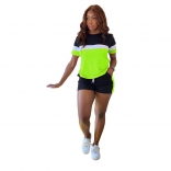 Green Short Sleeve Women Fashion Short Set