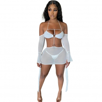 White Mesh Sexy Women Clubwear