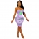 Purple Sleeveless Off-Shoulder Printed Dollars V-Neck Mini Dress