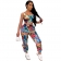 Blue Sleeveless Halter Printed Women Vantige Jumpsuit Dress