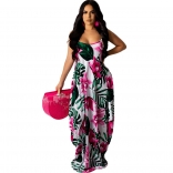 White Halter Low-Cut Printed eBay Fashion Maxi Dress