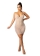Beige Halter V-Neck Mesh Rainstones Bodycon Mini Dress