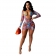 Red Long Sleeve V-Neck Mesh Printed Club Dress With Bra