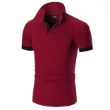 Red Short V-Neck Men's Fashion POLO Skirt