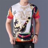 White Printed Short Sleeve Men's T-Skirt